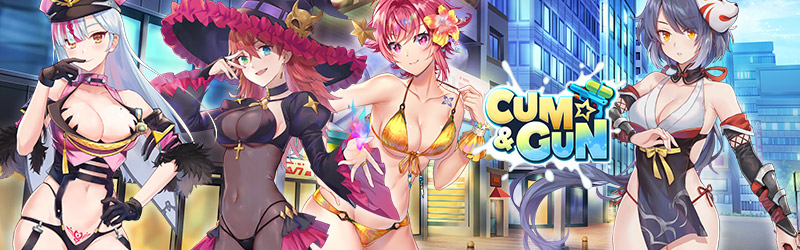Cum &lsquo;n Gun banner with characters