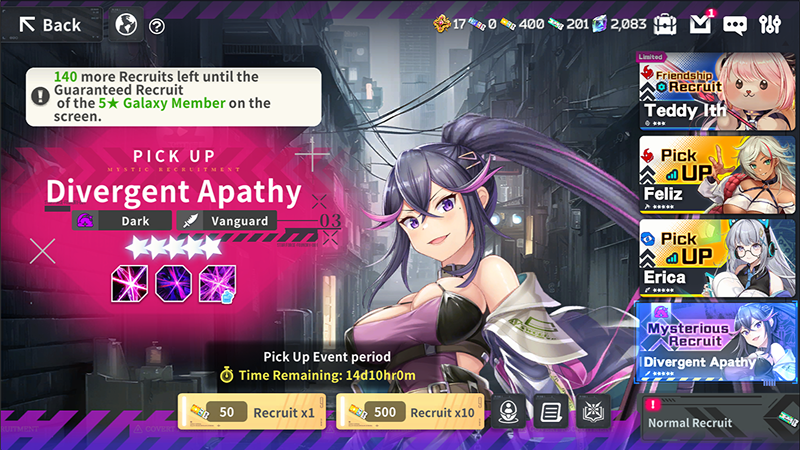 Bild, das das Rekrutierungssystem in Ark Re:code zeigt