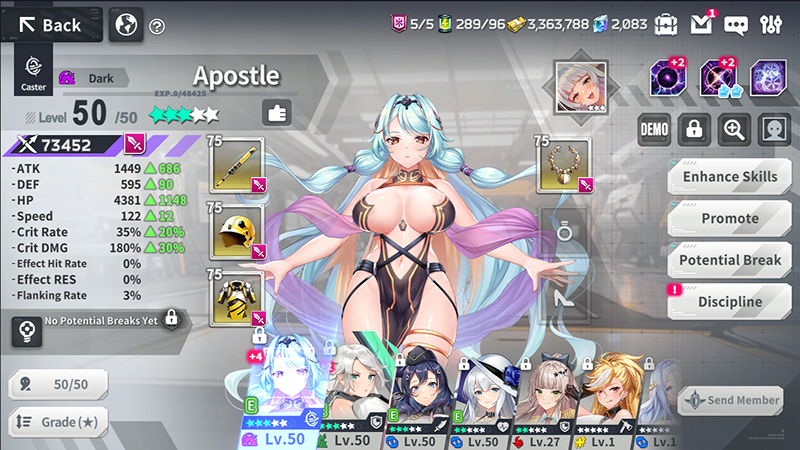 Bild, das einen Charakter und seine Klassen in Ark Re:Code zeigt