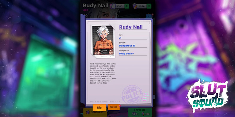 Image montrant l'une des filles que vous pouvez recruter dans le jeu Slut Squad