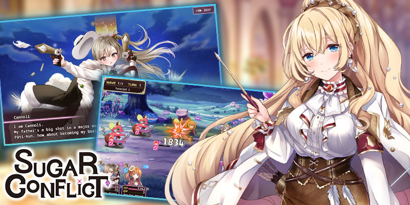 Image montrant une partie du gameplay et une jolie blonde de Sugar Conflict