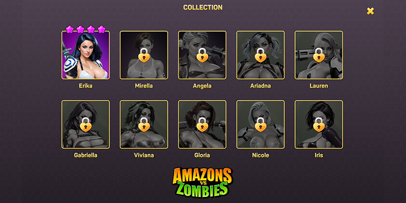 圖片展示了一些在《亞馬遜大戰殭屍》中可以解鎖的女孩