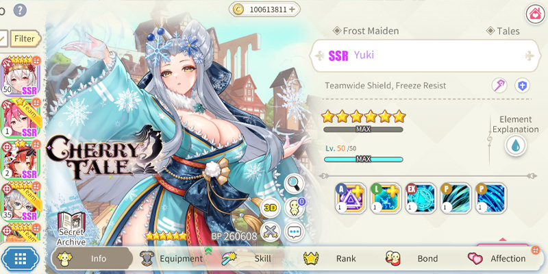 Cherry TaleでアンロックできるSSRキャラクターの一部を示す画像