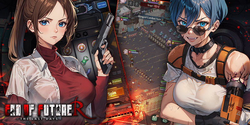 Image montrant certaines des filles de End of Future R et quelques séquences de gameplay