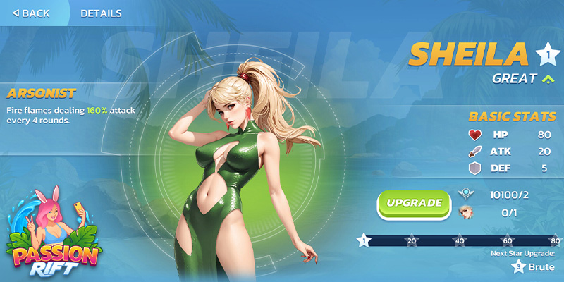 Imagen que muestra a la hermosa chica rubia y el sistema de interfaz de usuario del personaje.