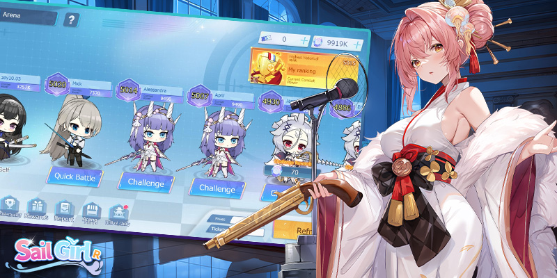 Image showing one of the sexy girls in sail girl as well as gameplay of the game