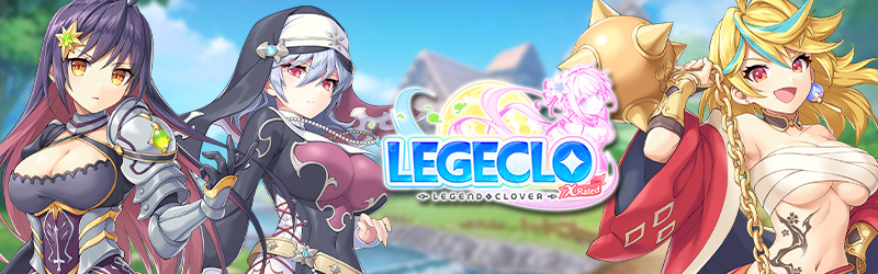 Imagen que muestra el logo de Legeclo: Legend Clover X y algunas de las adorables chicas que conocerás.